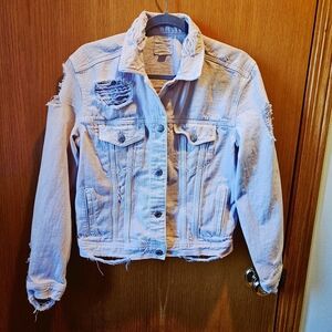 American EA Distressed Denim Jacket in PINK